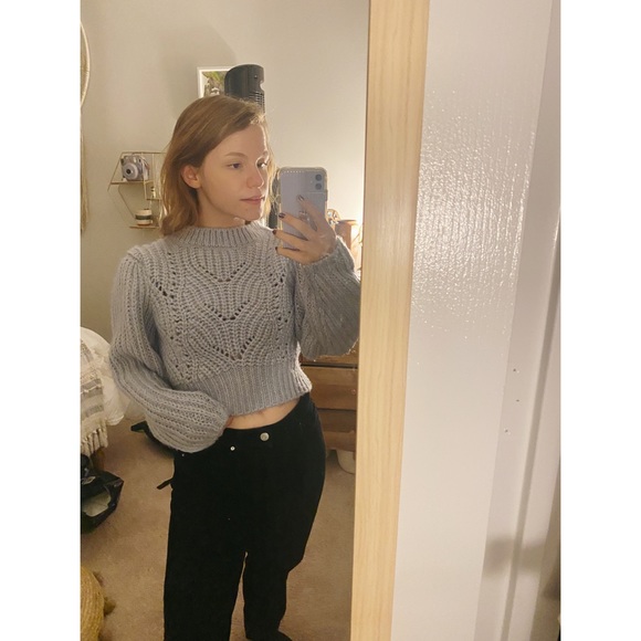 Topshop Blue Chunky Cropped Sweater - Picture 4 of 5